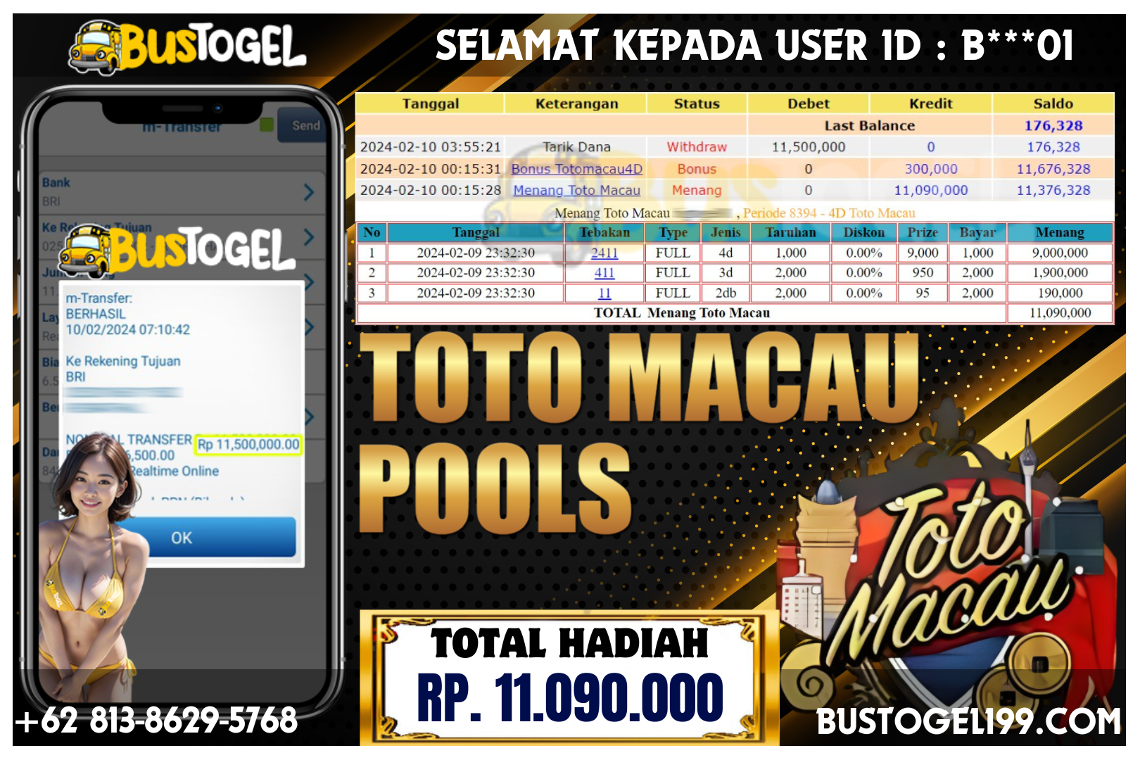 BUSTOGEL– JP TOTO MACAU RP 11.090.000