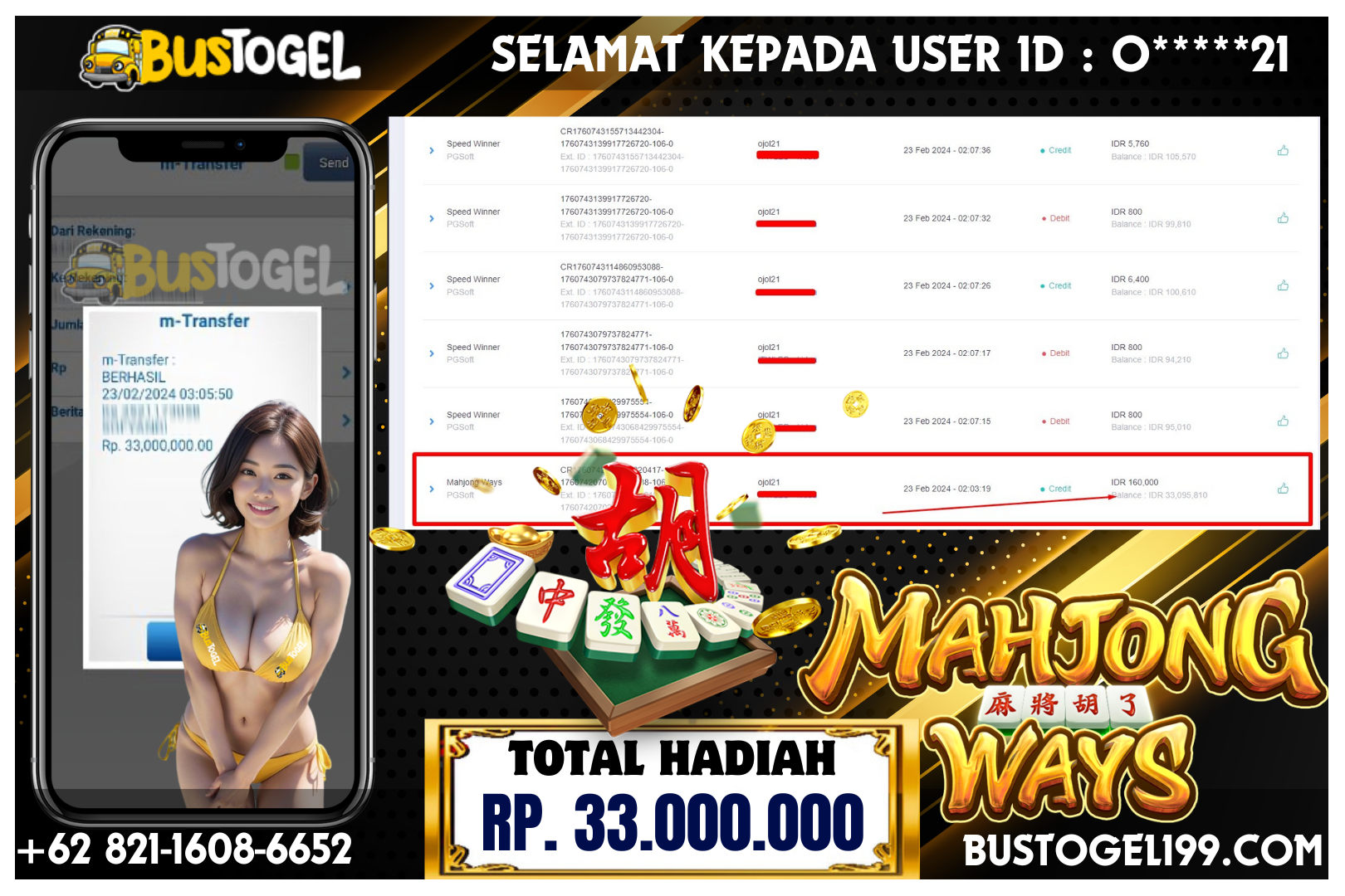 BUSTOGEL– JP MAHJONG WAYS RP 33.000.000