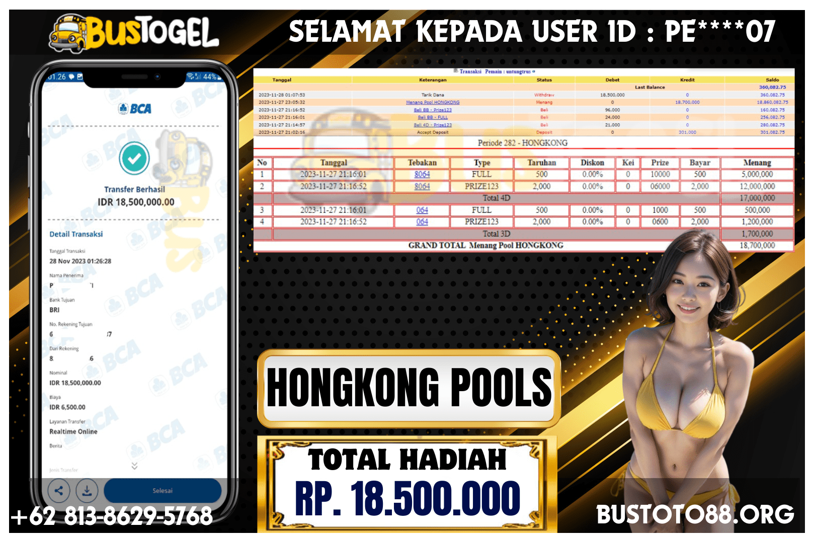 BUSTOGEL– JP HONGKONG POOLS RP 18.500.000