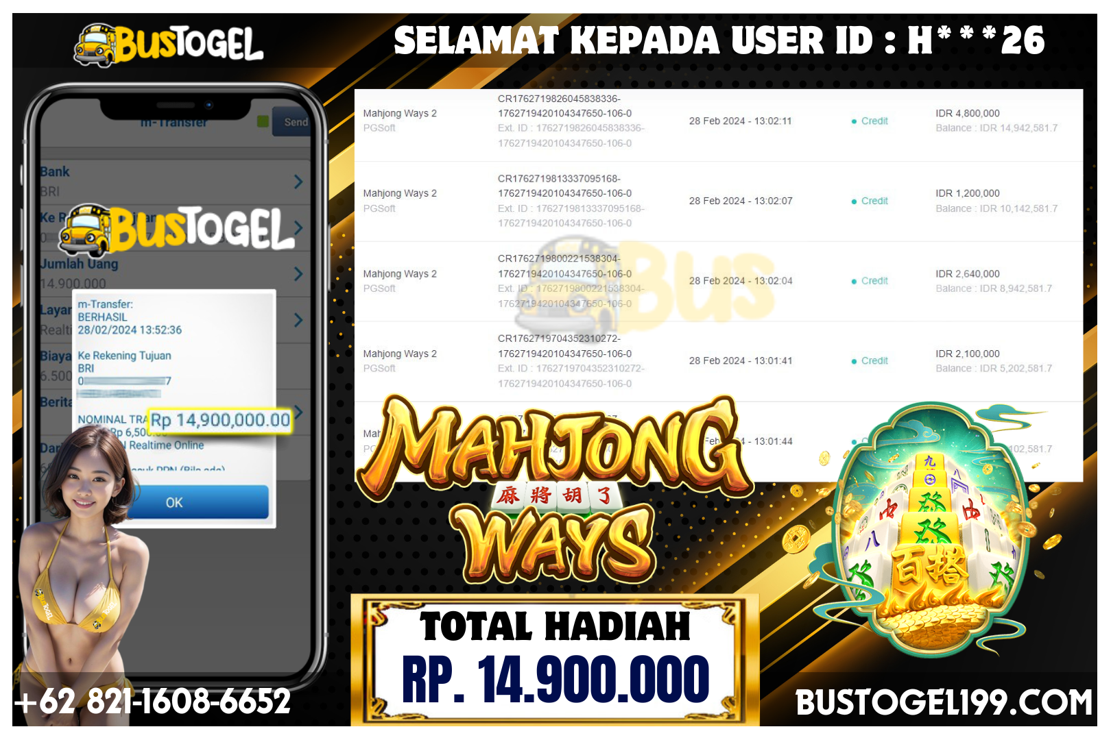 BUSTOGEL– JP MAHJONG WAYS RP 33.000.000